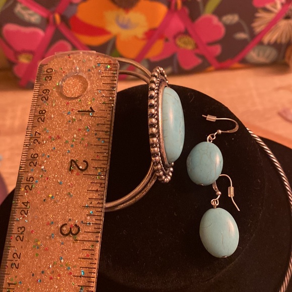 Southwestern Boho Faux Turquoise Necklace, Earrings and Bracelet Set - Picture 13 of 16